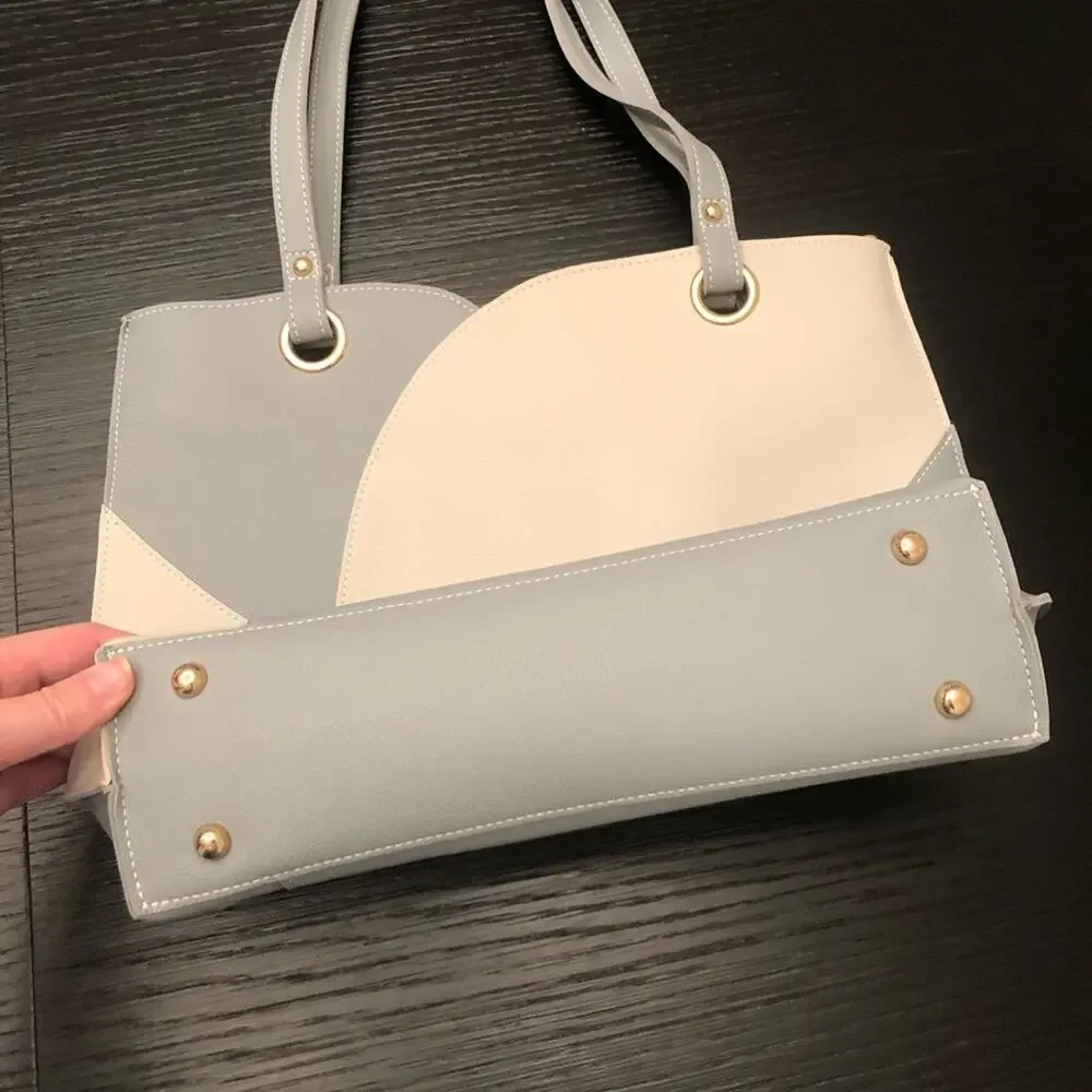 Mellow World Itzel Bag - Beautiful Dusty Blue Gray & Cream Two Tone Color Block - Picture 6 of 10